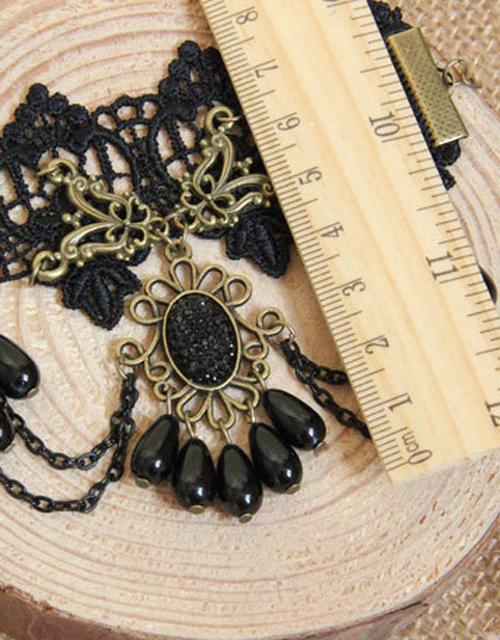 Black Beads & Chains Vintage Anklet