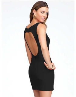 Black Elegant Backless Mini Dress