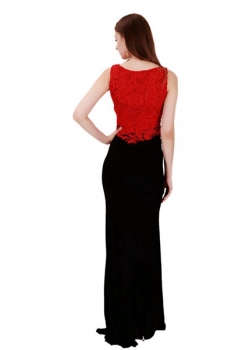 Elegant Red Lace Evening Dress
