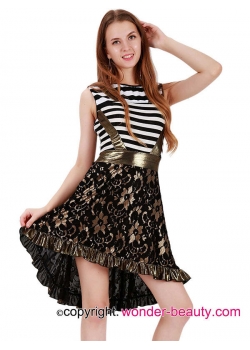 Fashion Print Gold Midi Dresses