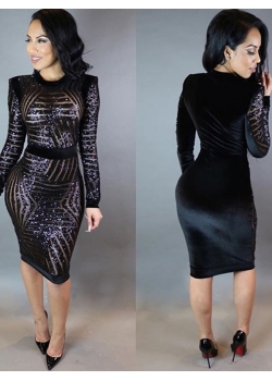 Sexy Women Mesh Sequin Bodycon Club Dress