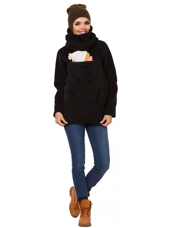 Relaxed Pregnancy Baby Zipper Black Personalized Hoodies