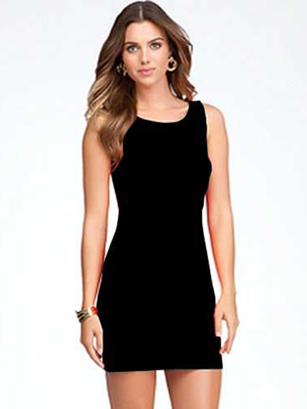 Black Elegant Backless Mini Dress