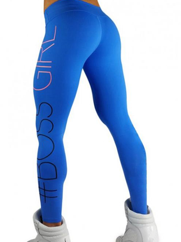 Blue Sexy Women Letters Printed Legging