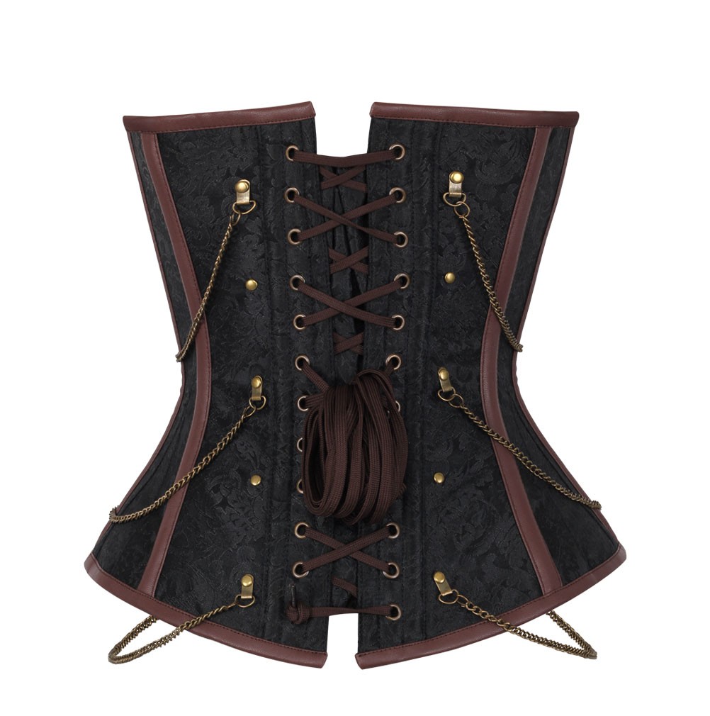 Woman Leather Buckle Vintage Overbust Corset