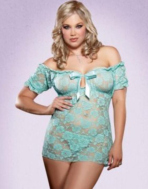 2XL Lace Peasant Style Babydoll Plus Size Lingerie