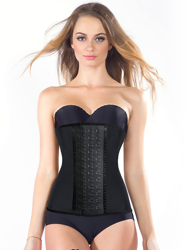 Black Abdomen Control Crochet Rubber Boned Waist Cincher