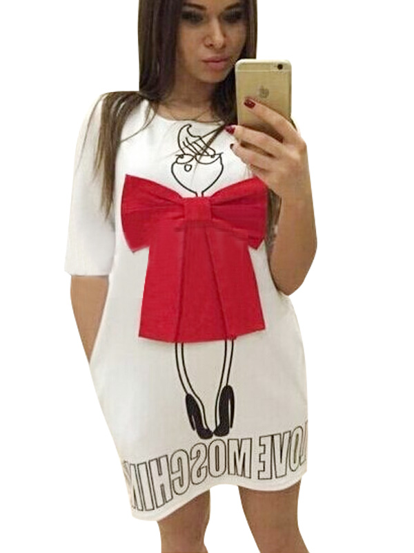 Fashion Short Sleeve White Dress