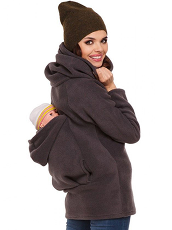 Relaxed Pregnancy Baby Zipper Brown Personalized Hoodies