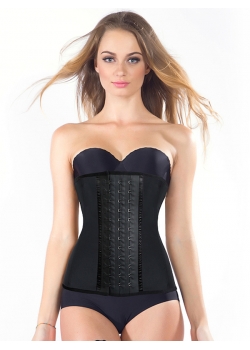 Black Abdomen Control Crochet Rubber Boned Waist Cincher