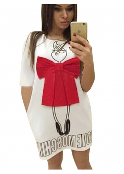 Fashion Short Sleeve White Dress