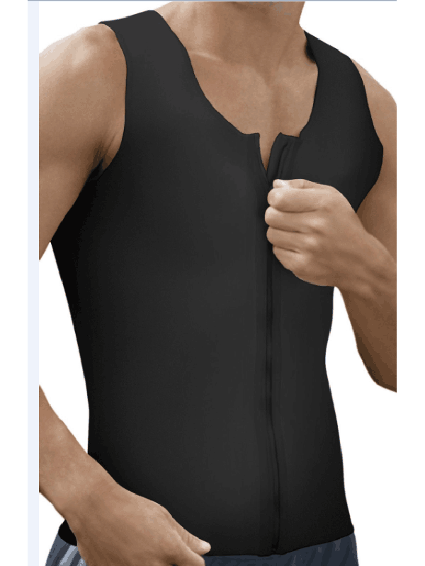 Black Men Fashion Zipper Latex Corset