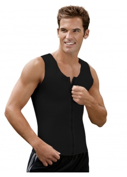 Black Men Fashion Zipper Latex Corset