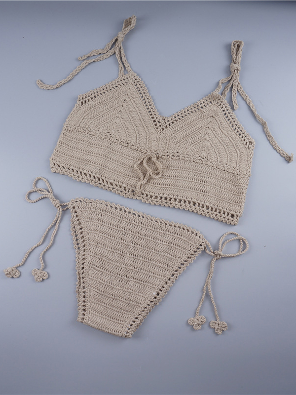 Yellow Sexy Crochet Bikini Set