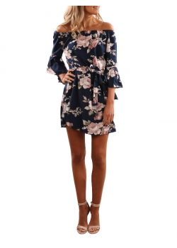 Sexy  Floral Print  Mini Dress