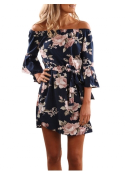 Sexy  Floral Print  Mini Dress