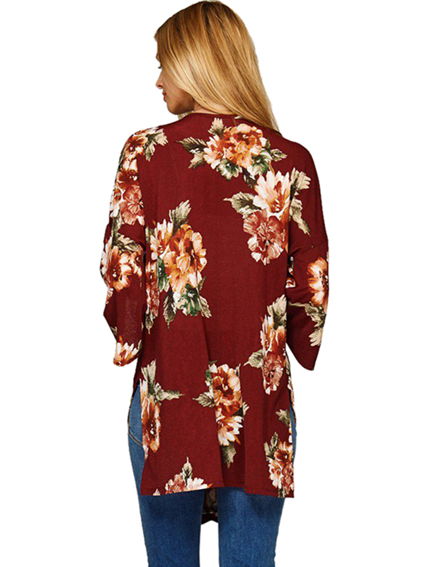 2 Colors S-XL Fashion Floral Print Irregular Coats