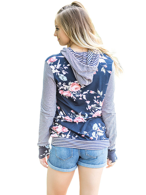 2 Colors S-XXL Floral Print Sweatshit & Hoodies