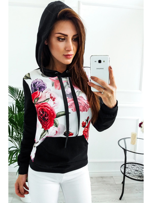 6 Colors S-XL Fashion Floral Print Sweatshi&Hoodies