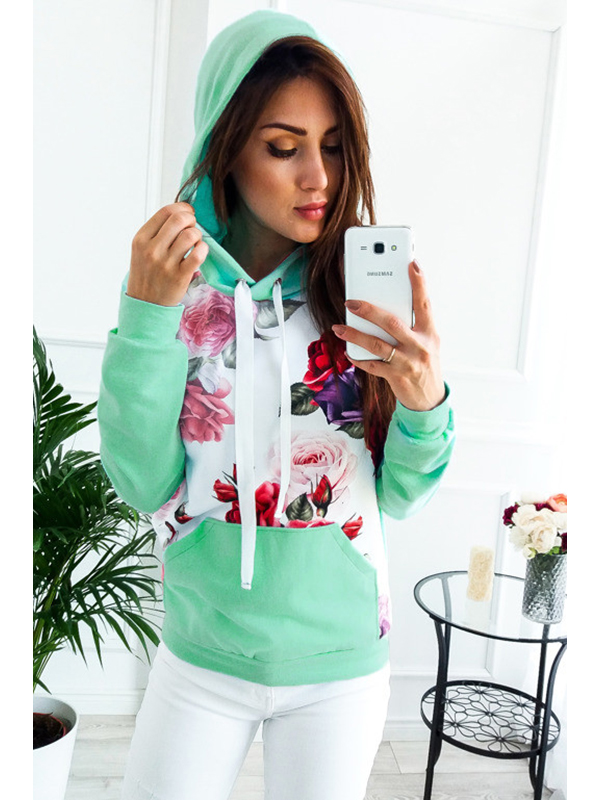 6 Colors S-XL Fashion Floral Print Sweatshi&Hoodies