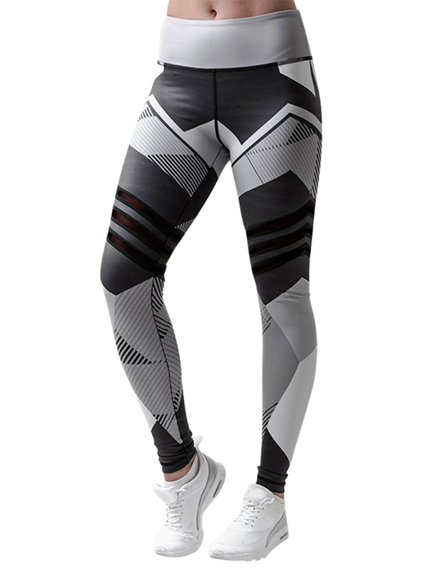 Black S-XL Printed Tight Gym Yoga Legging