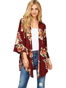 2 Colors S-XL Fashion Floral Print Irregular Coats