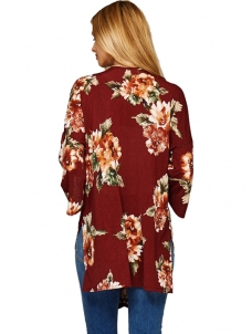 2 Colors S-XL Fashion Floral Print Irregular Coats
