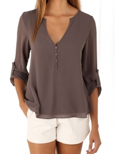 4 Colors V-Neck Chiffon Women Blouse
