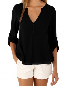 4 Colors V-Neck Chiffon Women Blouse