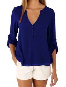 4 Colors V-Neck Chiffon Women Blouse