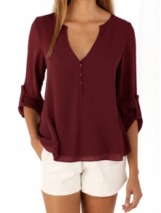 4 Colors V-Neck Chiffon Women Blouse