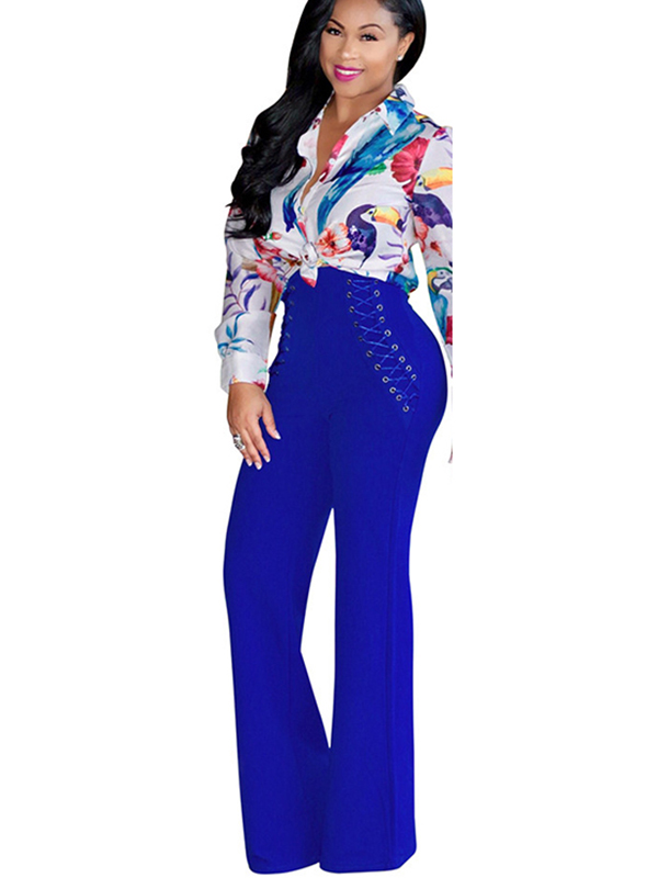 3 Colors S-XL Lace-Up High Waist Pants