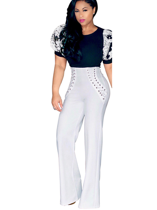 3 Colors S-XL Lace-Up High Waist Pants