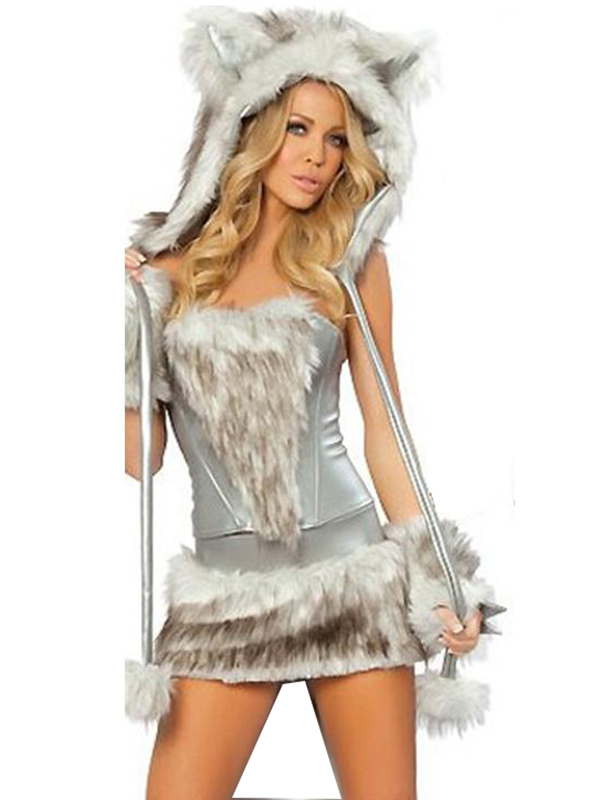 Sliver Fur Animal Costume 