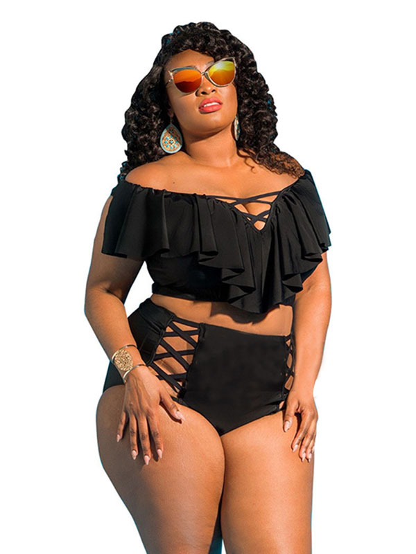 Black L-5XL Women Plus Size Swimwear