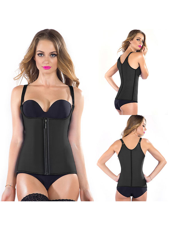 Black S-3XL Vest Waist Trainer Latex Corset