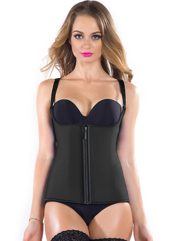 Black S-3XL Vest Waist Trainer Latex Corset