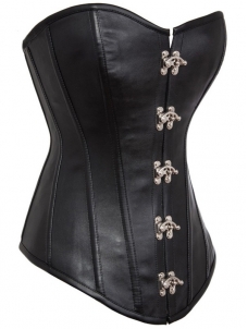 Black S-3XL Faux Steampunk Leather Corset 