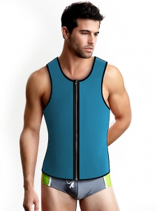 Blue S-4XL Men Two Side Latex Corset  