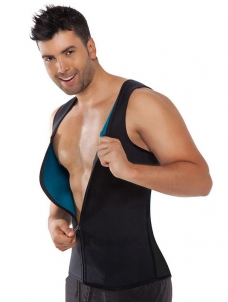 Blue S-4XL Men Two Side Latex Corset  