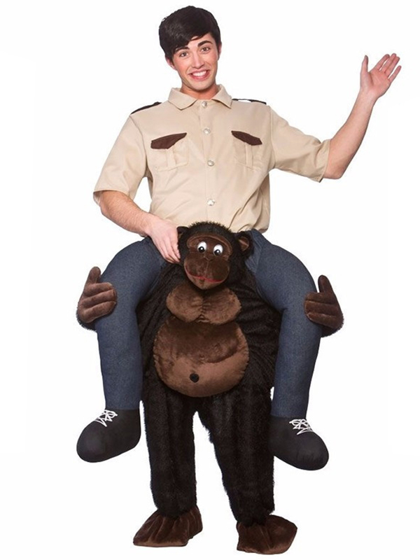 Black One Size Gorilla Carry Me Mascot Costume