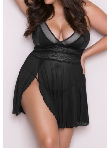 Black Sexy V Neck Plus Size Lingerie 
