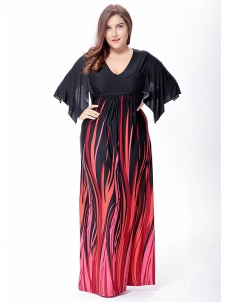 Elegant Printing Summer Plus Size Dress