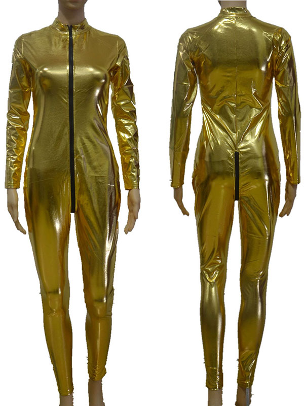 Red Color Fashion Faux Leather Jumpsuit