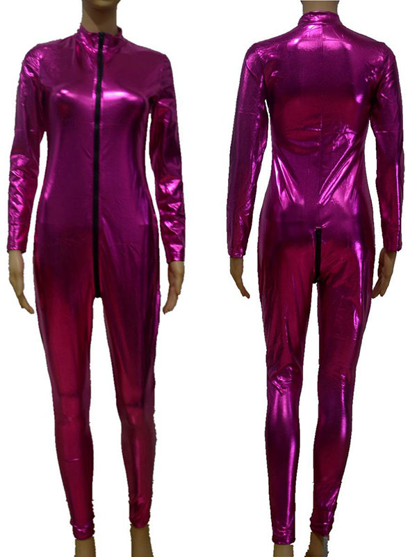 Red Color Fashion Faux Leather Jumpsuit