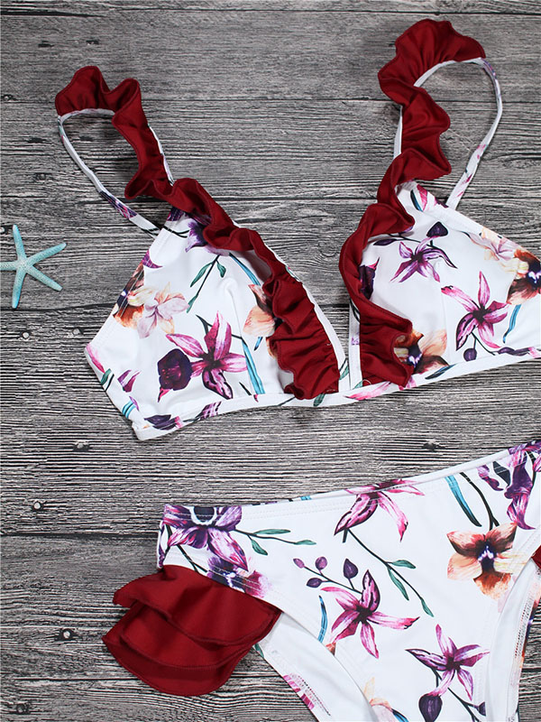 Women Quick Dey Floral High Quality Fabric Bikini Sets