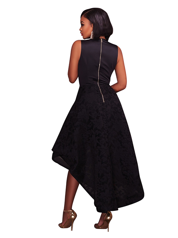 Women V-neck Sleeveless Sexy Party Dress Black