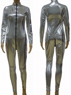 Red Color Fashion Faux Leather Jumpsuit