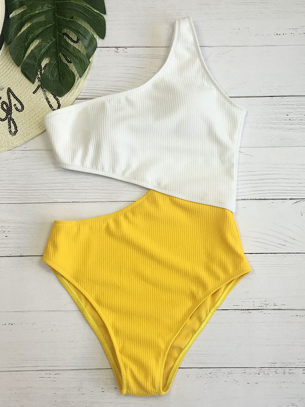 Women One Shoulder Sexy Solid Bikini Swimwear