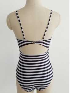 Sexy Spaghetti Strap Striped One Pieces Swimsuit